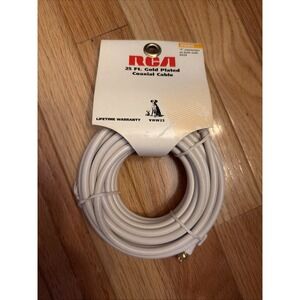 RCA Gold‎ Plated RG59 Coax Cable Cord 25' White F Connectors On Both Ends